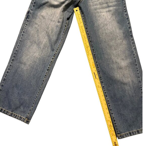 Rare VTG Y2K Southpole Embroidered Wide Leg Straight Denim Jeans Size 30 x 32 - Picture 9 of 15